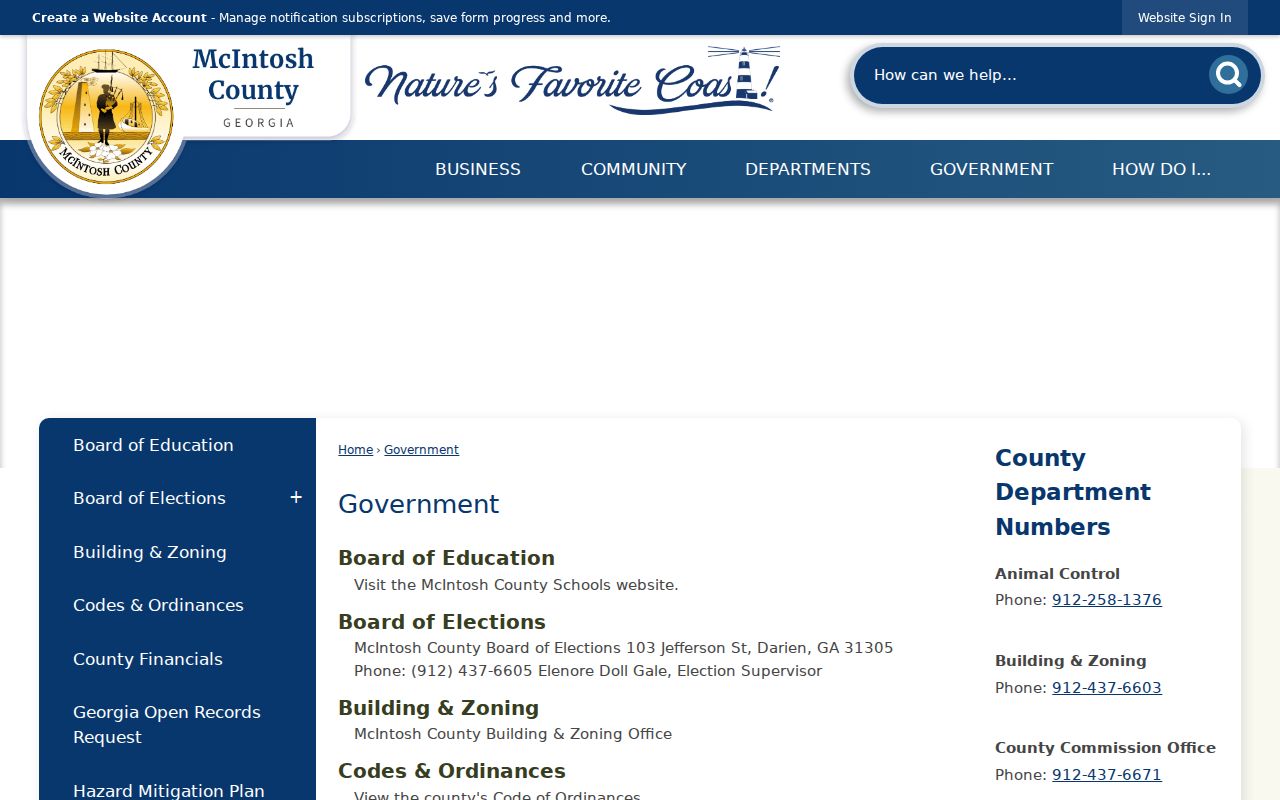 McIntosh County government directory for court docket contacts